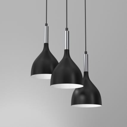 Csillár zsinóron NOAK 3xE27/15W/230V fekete/fényezett króm