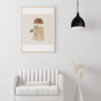 Csillár zsinóron NOAK WOOD 1xE27/15W/230V fekete/bükkfa