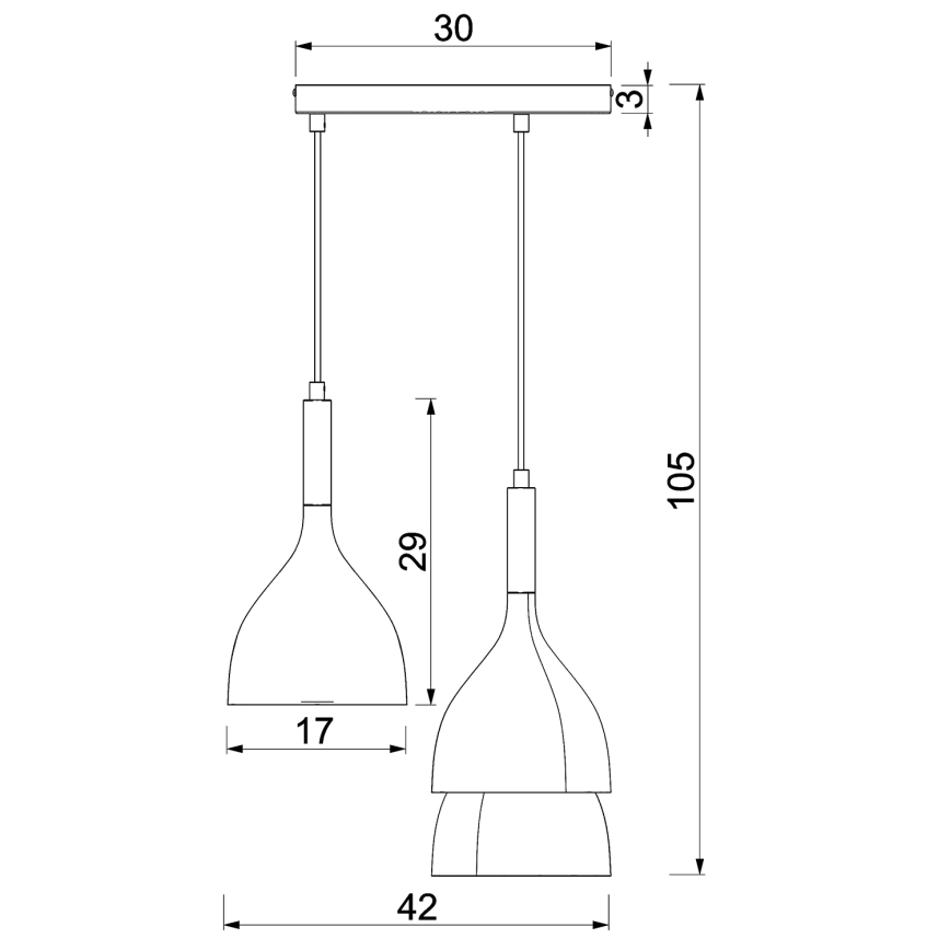 Csillár zsinóron NOAK WOOD 3xE27/15W/230V fekete/bükkfa