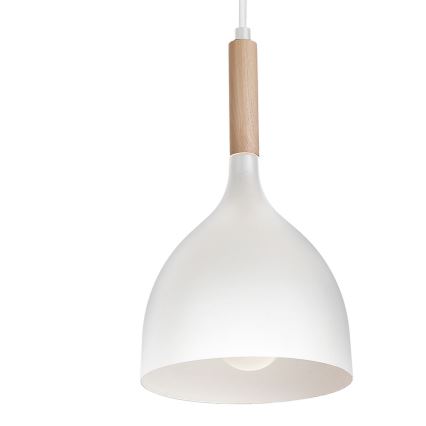 Csillár zsinóron NOAK WOOD 4xE27/15W/230V fehér/bükkfa