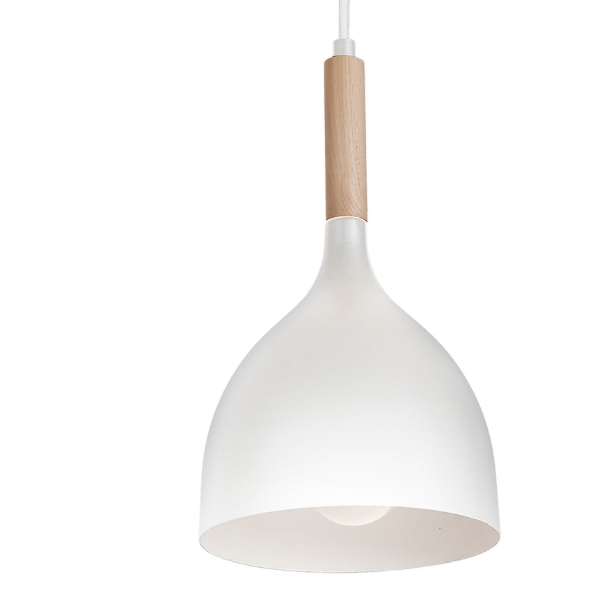 Csillár zsinóron NOAK WOOD 4xE27/15W/230V fehér/bükkfa