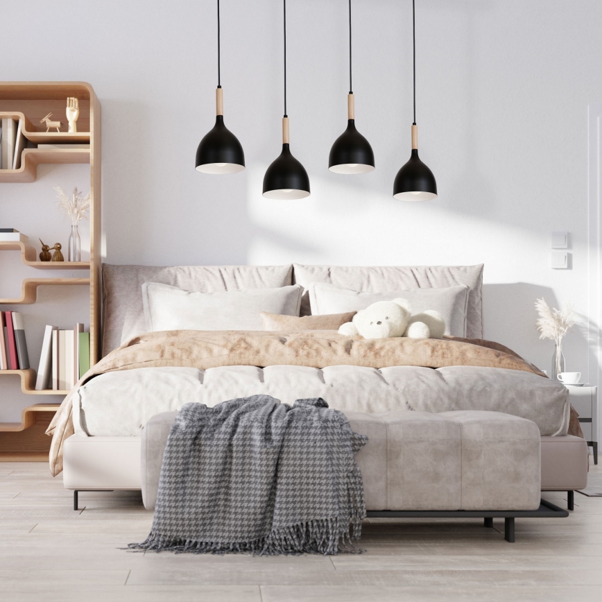 Csillár zsinóron NOAK WOOD 4xE27/60W/230V