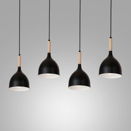 Csillár zsinóron NOAK WOOD 4xE27/60W/230V