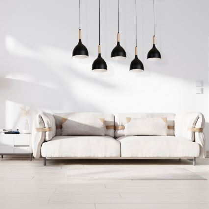 Csillár zsinóron NOAK WOOD 5xE27/60W/230V