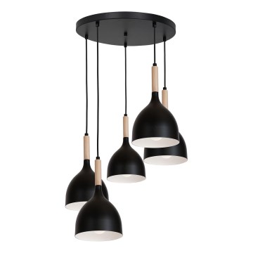 Csillár zsinóron NOAK WOOD 5xE27/60W/230V