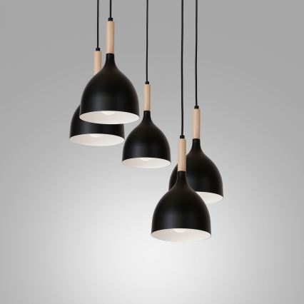 Csillár zsinóron NOAK WOOD 5xE27/60W/230V