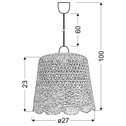 Csillár zsinóron NONNA 1xE27/60W/230V narancssárga