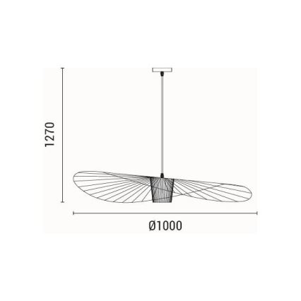 Csillár zsinóron OGGI 1xE27/40W/230V átm. 100 cm fekete