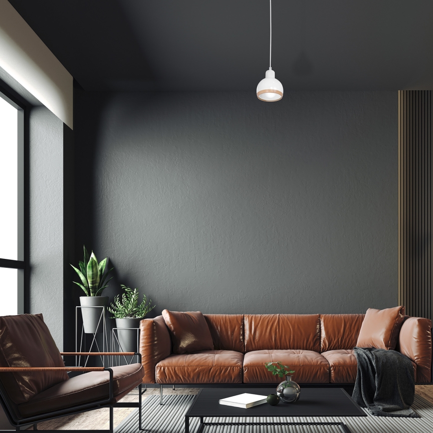 Csillár zsinóron OVAL 1xE27/60W/230V fehér