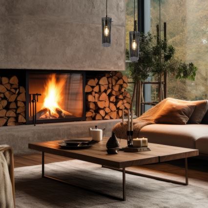 Csillár zsinóron PADOVA 1xE27/15W/230V fekete