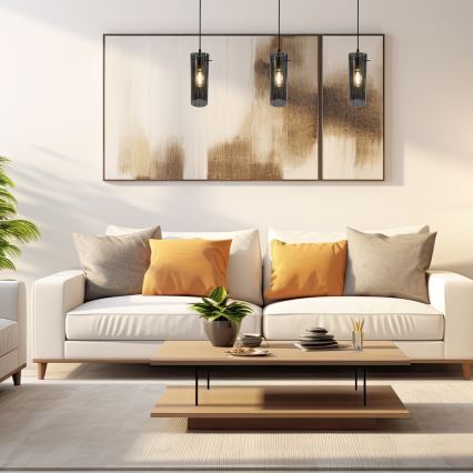 Csillár zsinóron PADOVA 3xE27/15W/230V fekete