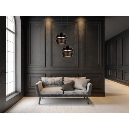 Csillár zsinóron PARIS 2xE27/60W/230V fekete/arany