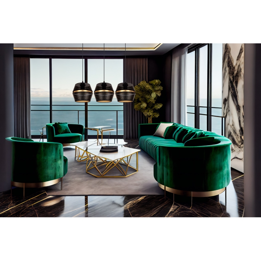 Csillár zsinóron PARIS 3xE27/60W/230V fekete/arany