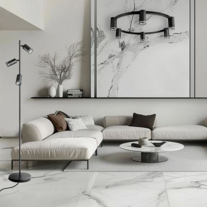 Csillár zsinóron PÁRIZS 6xGU10/12W/230V fekete