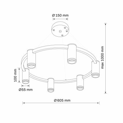 Csillár zsinóron PÁRIZS 6xGU10/12W/230V fekete