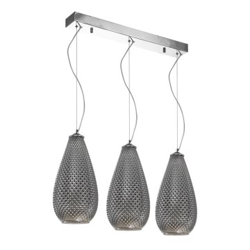 Csillár zsinóron PETRA 3xE27/60W/230V szürke