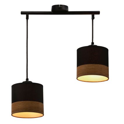 Csillár zsinóron PORTO 2xE27/60W/230V fekete/barna