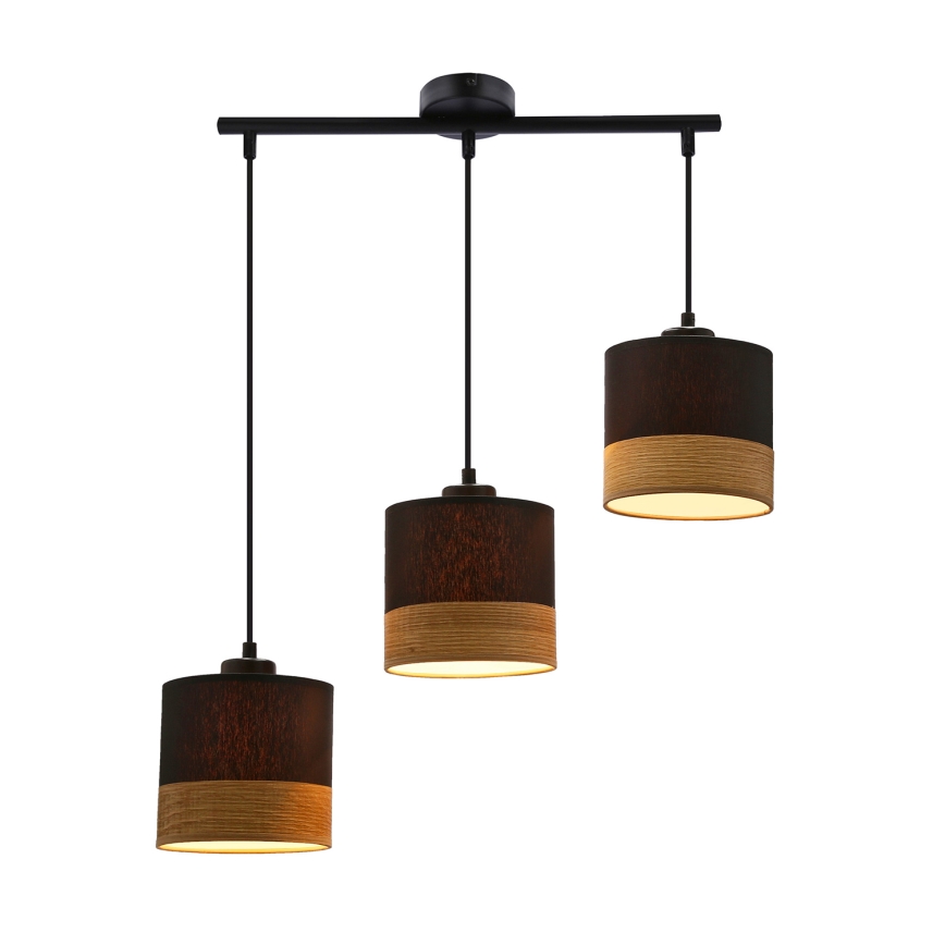 Csillár zsinóron PORTO 3xE27/60W/230V fekete/barna