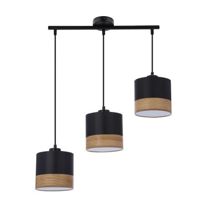 Csillár zsinóron PORTO 3xE27/60W/230V fekete/barna