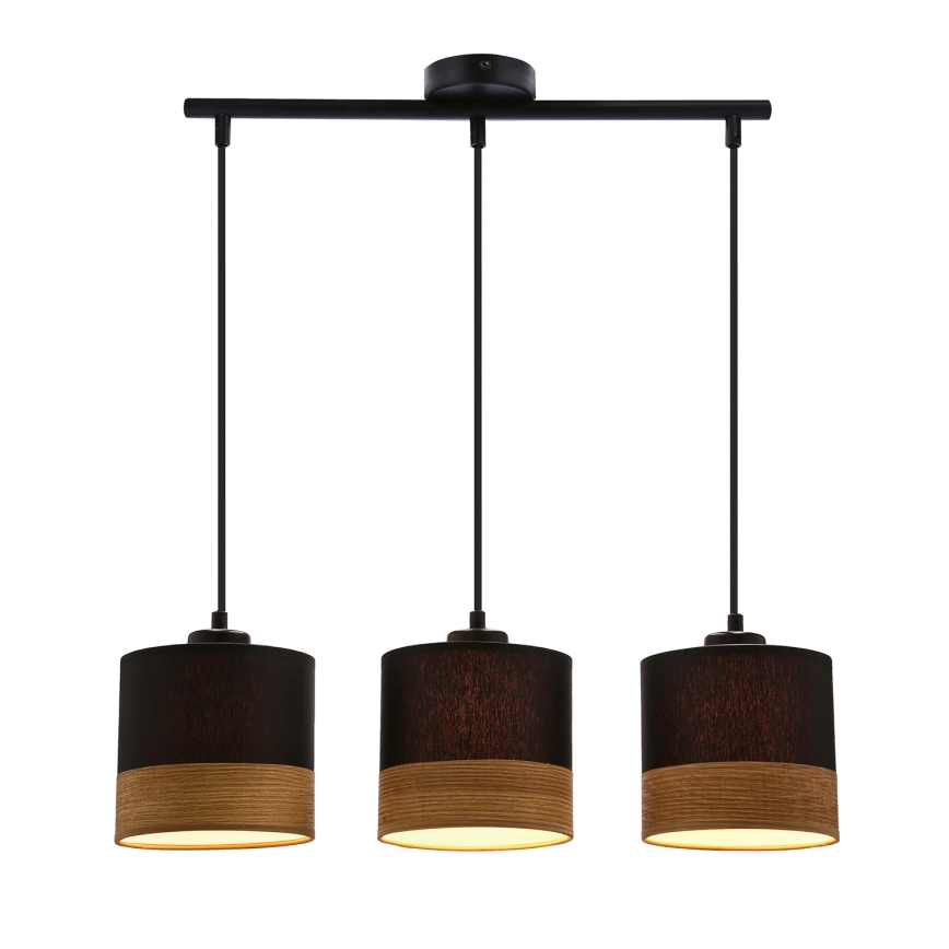 Csillár zsinóron PORTO 3xE27/60W/230V fekete/barna