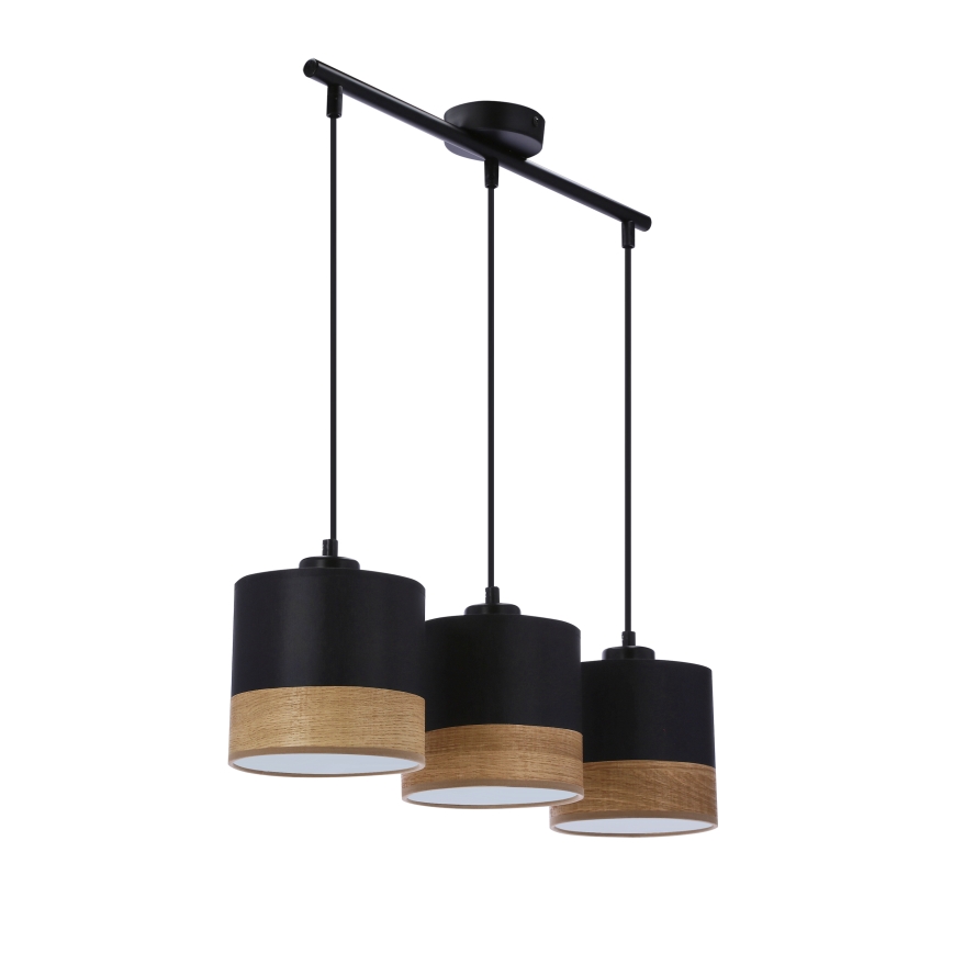 Csillár zsinóron PORTO 3xE27/60W/230V fekete/barna