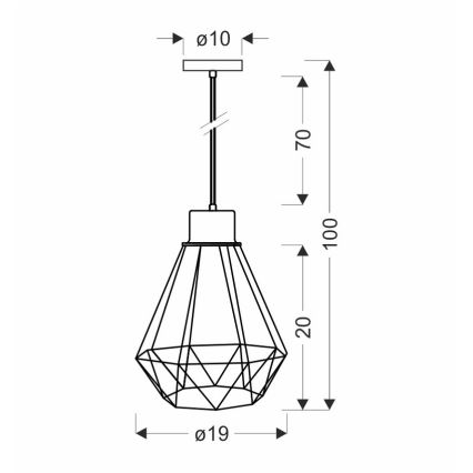 Csillár zsinóron PRIMO 1xE27/60W/230V fekete/arany
