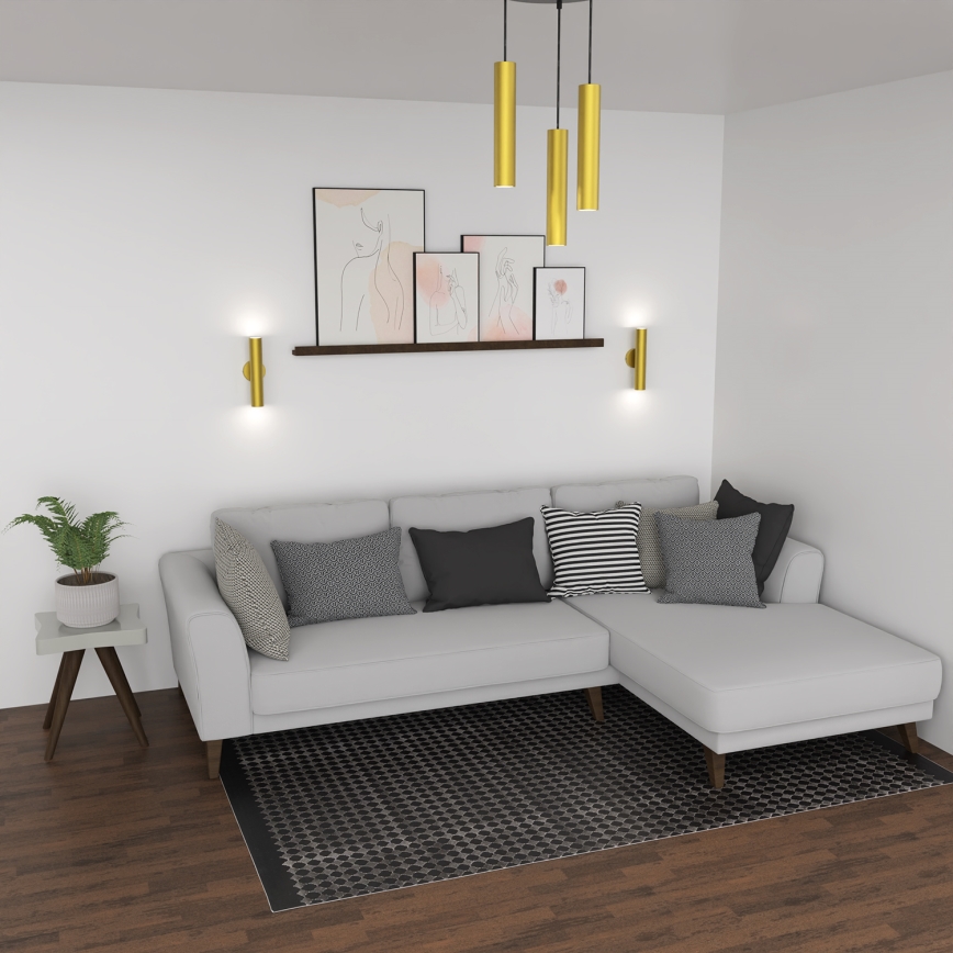 Csillár zsinóron RAITO 3xGU10/8W/230V sárgaréz