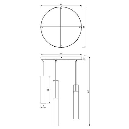 Csillár zsinóron RAITO 6xGU10/8W/230V fekete