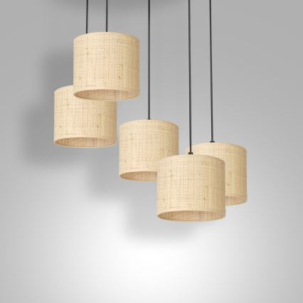 Csillár zsinóron RATTAN 5xE27/60W/230V rattan