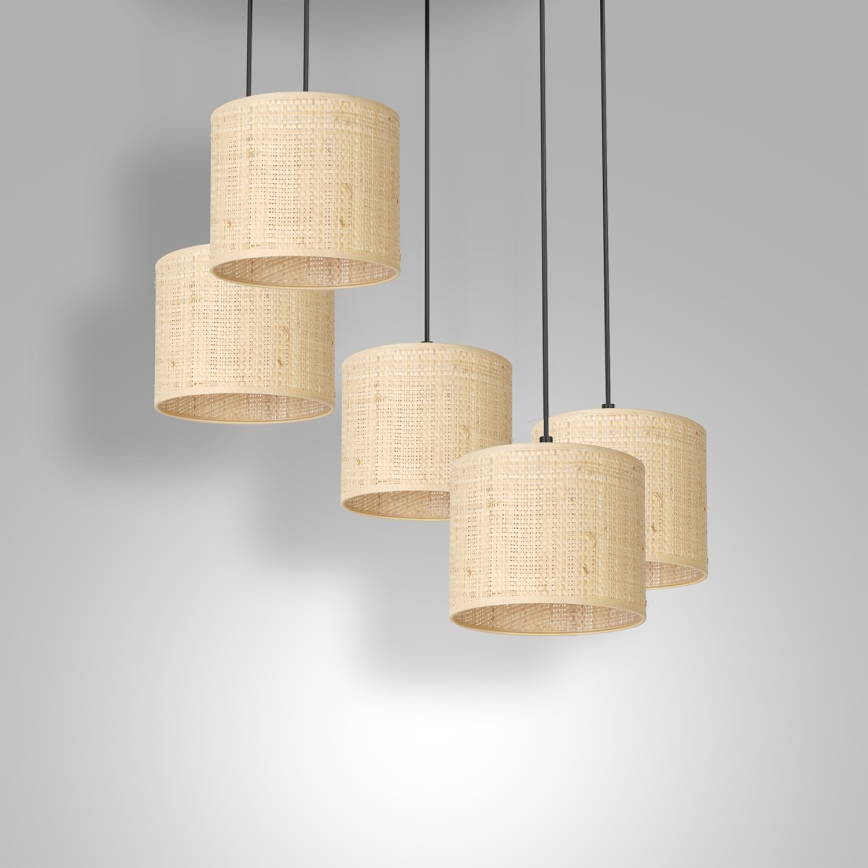 Csillár zsinóron RATTAN 5xE27/60W/230V rattan