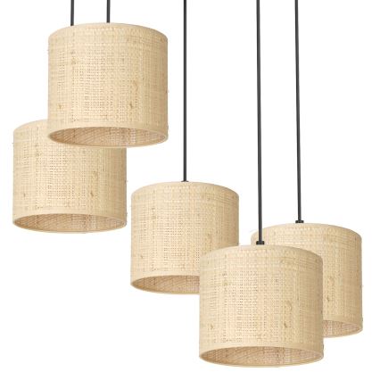 Csillár zsinóron RATTAN 5xE27/60W/230V rattan
