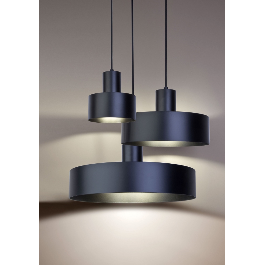 Csillár zsinóron RIF 1xE27/60W/230V á. 15 cm fekete