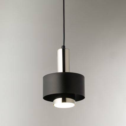 Csillár zsinóron RIF LUX 1xGX53/12W/230V átm. 15 cm fekete/fényezett króm