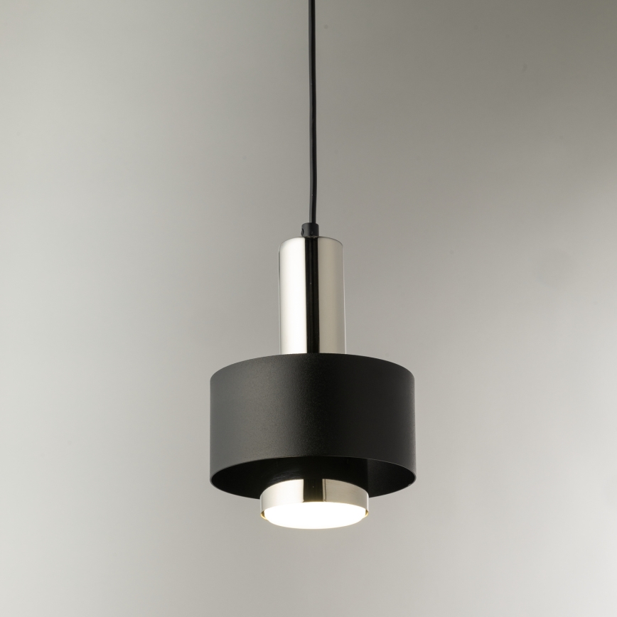 Csillár zsinóron RIF LUX 1xGX53/12W/230V átm. 15 cm fekete/fényezett króm