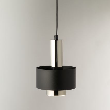 Csillár zsinóron RIF LUX 1xGX53/12W/230V átm. 15 cm fekete/fényezett króm
