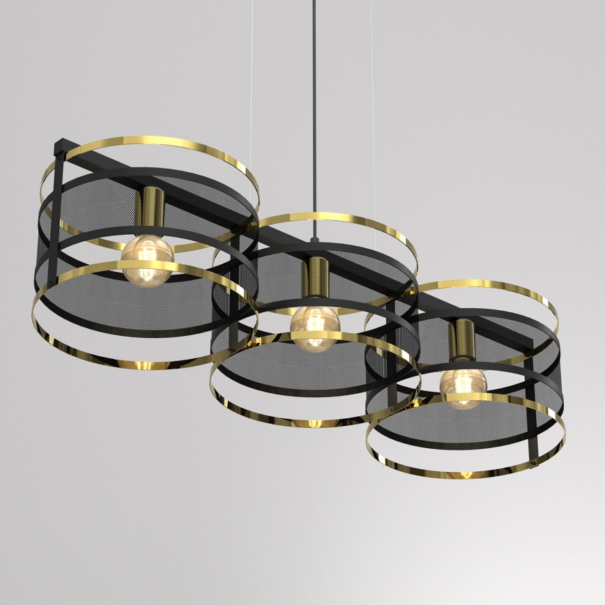 Csillár zsinóron RIM 3xE27/60W/230V fekete/arany
