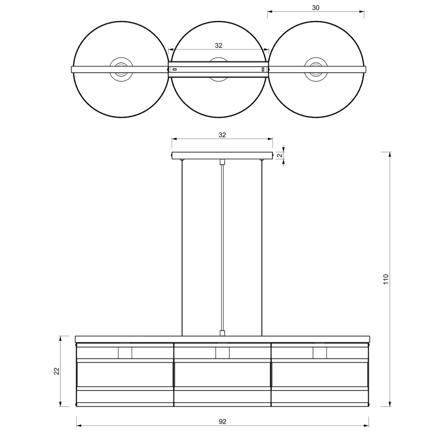 Csillár zsinóron RIM 3xE27/60W/230V fekete/arany