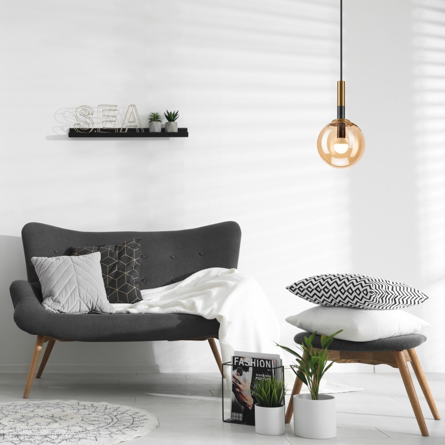 Csillár zsinóron ROLLO 1xE14/5W/230V arany/füstös bézs