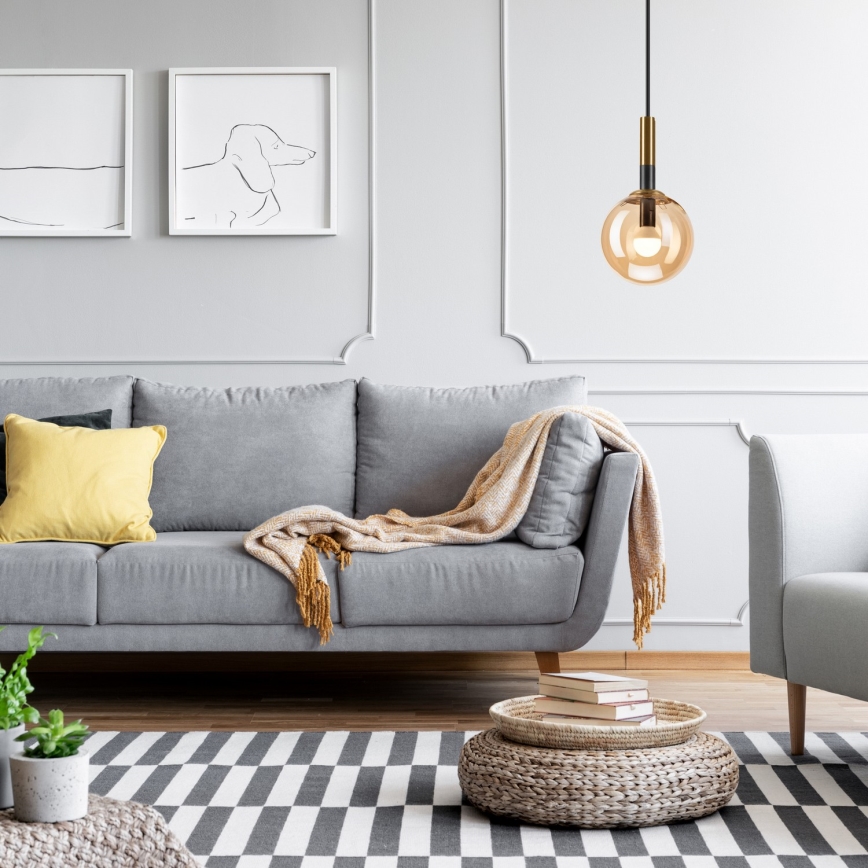 Csillár zsinóron ROLLO 1xE14/5W/230V arany/füstös bézs