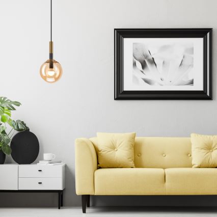 Csillár zsinóron ROLLO 1xE14/5W/230V arany/füstös bézs