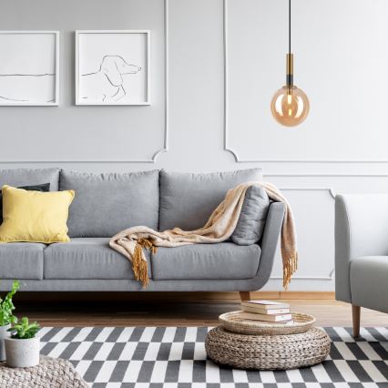 Csillár zsinóron ROLLO 1xG9/5W/230V arany/füstös bézs