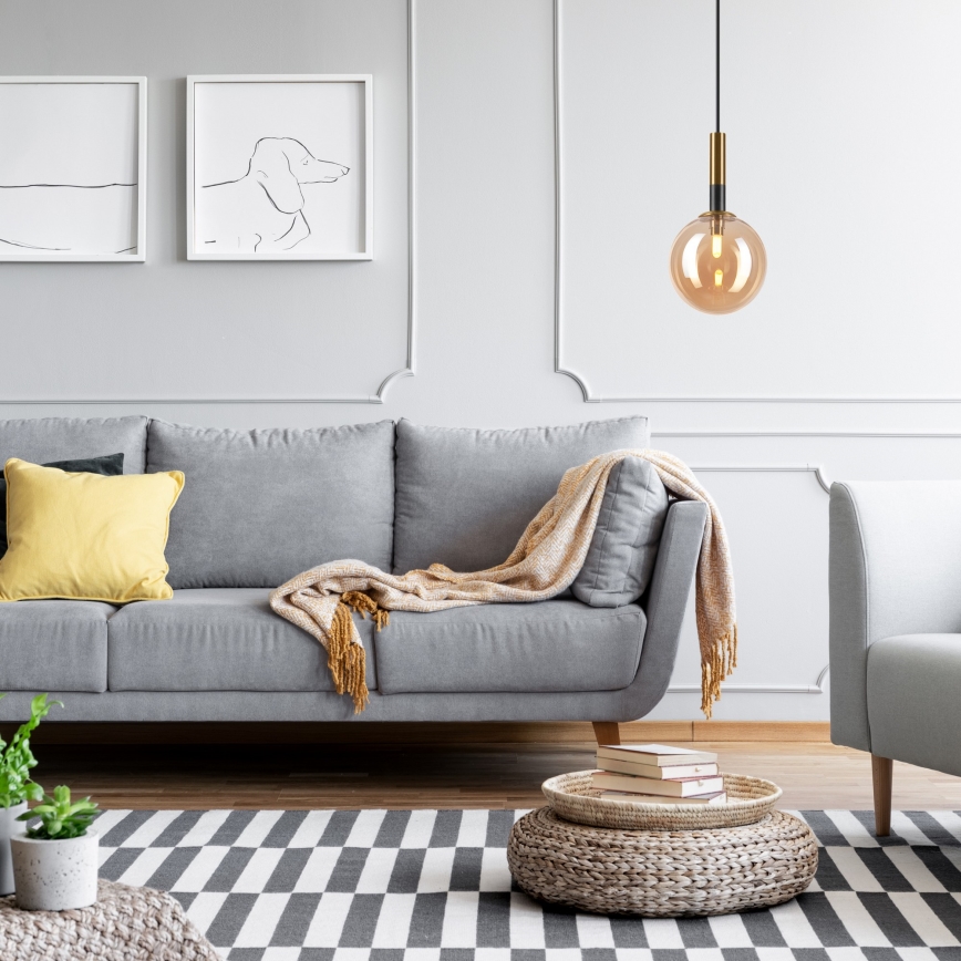 Csillár zsinóron ROLLO 1xG9/5W/230V arany/füstös bézs