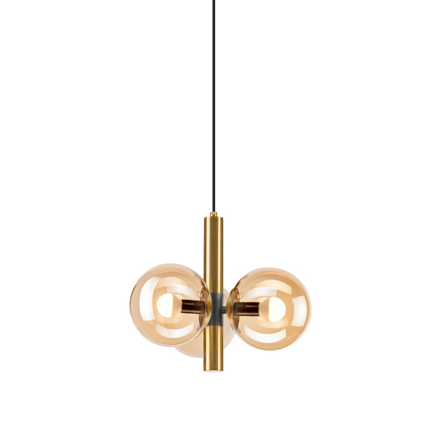 Csillár zsinóron ROLLO 3xE14/5W/230V arany/füstös bézs