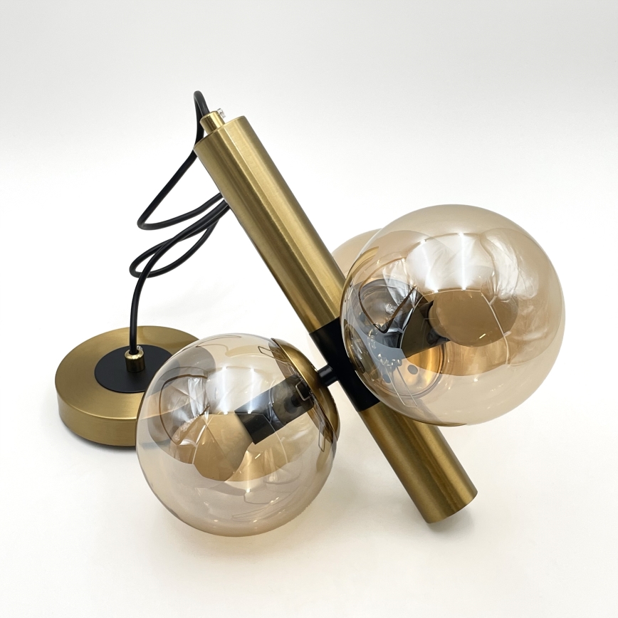 Csillár zsinóron ROLLO 3xE14/5W/230V arany/füstös bézs