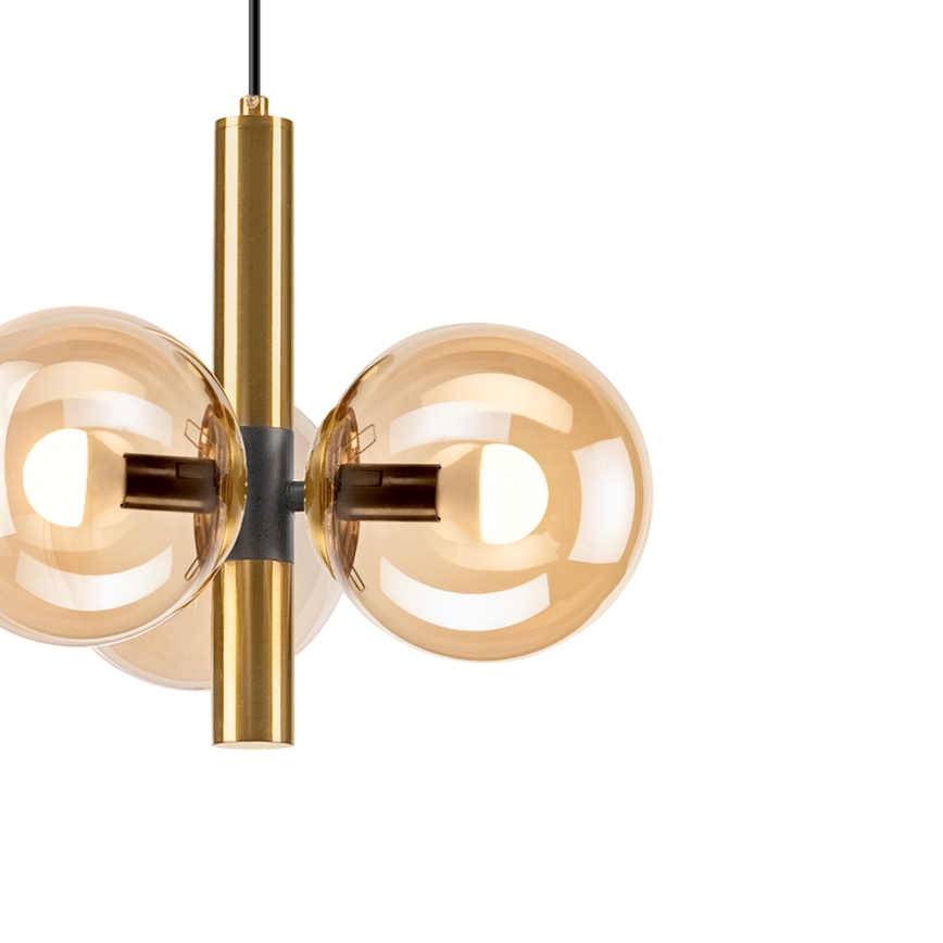 Csillár zsinóron ROLLO 3xE14/5W/230V arany/füstös bézs