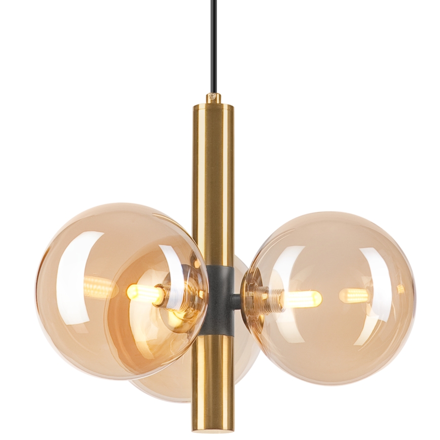 Csillár zsinóron ROLLO 3xG9/5W/230V arany/füstös bézs