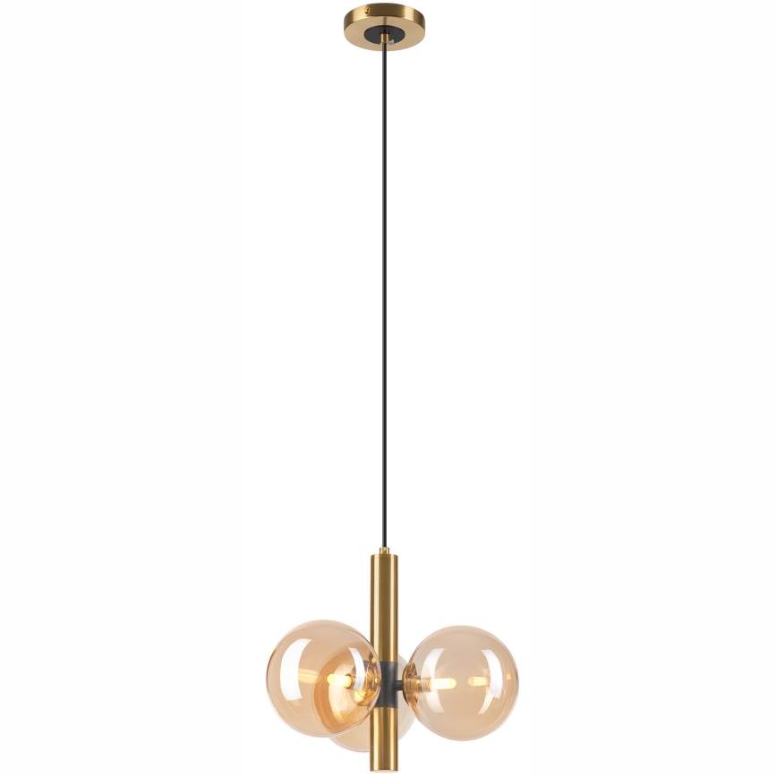 Csillár zsinóron ROLLO 3xG9/5W/230V arany/füstös bézs