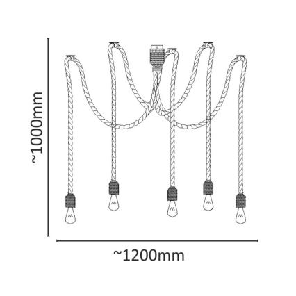 Csillár zsinóron ROPE CASA 5xE27/12W/230V pók