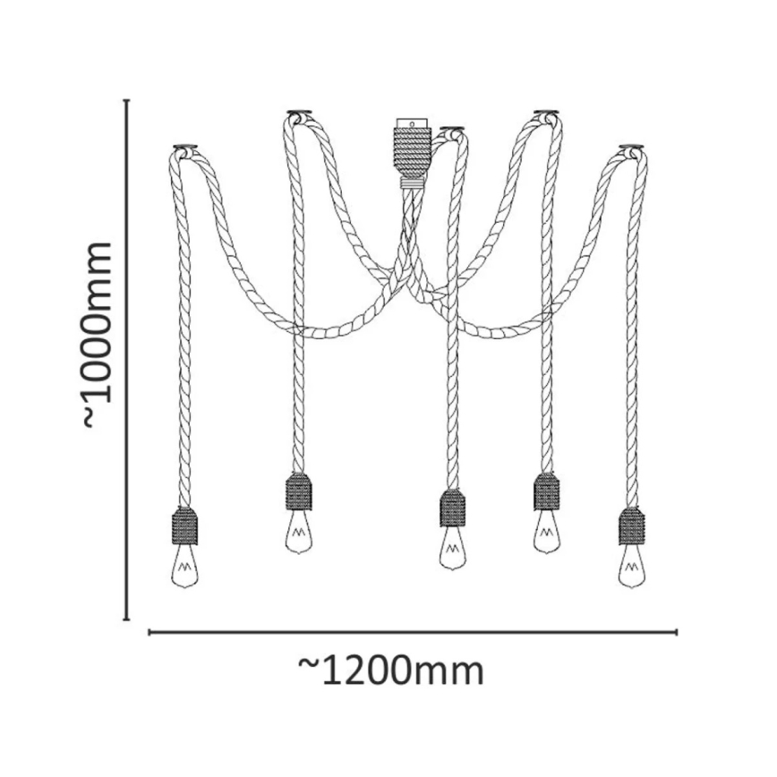 Csillár zsinóron ROPE CASA 5xE27/12W/230V pók