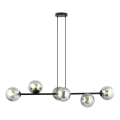 Csillár zsinóron ROSSI 6xE14/10W/230V fekete/szürke